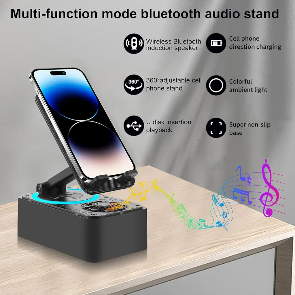 5-In-1 Wireless Bluetooth Audio Speaker with 3000Mah USB Charger, Colorful Lights, and Phone/Tablet Stand for Iphones