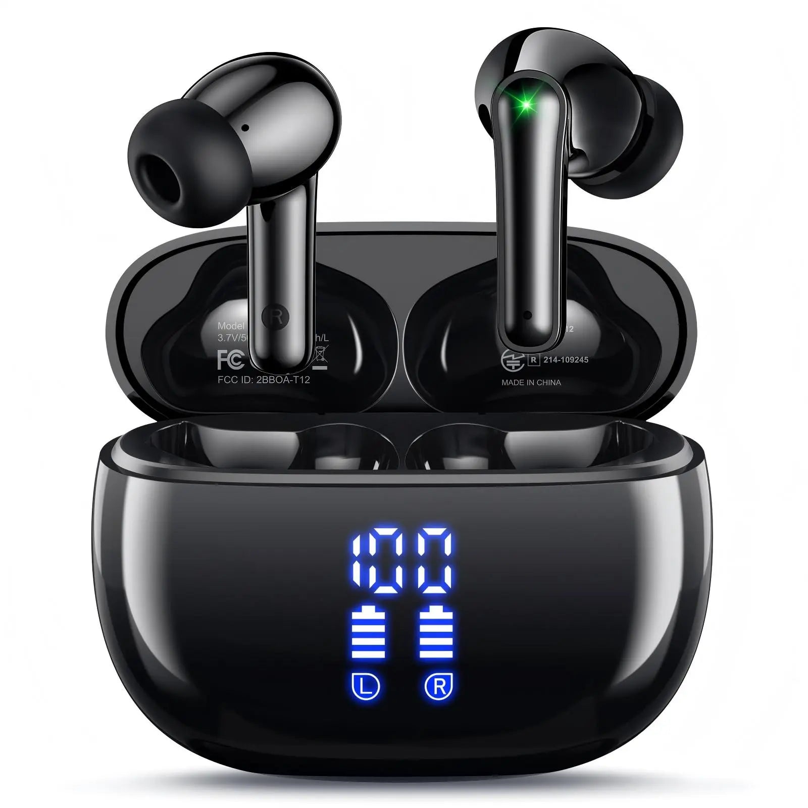 Bluetooth Earbuds, Wireless Earbuds with Bluetooth 5.3, 40H Playback, LED Digital Display Charging Case, 14.2Mm Stereo Sound, Touch Control, Built-In Mic Earphones for Iphone Android Sports Workout, T12