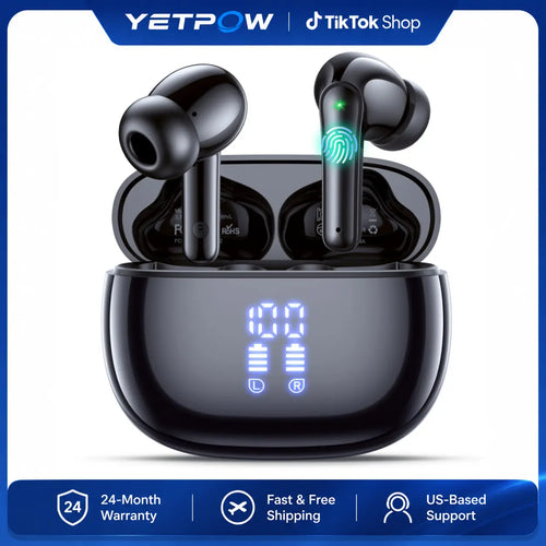 Bluetooth Earbuds, Wireless Earbuds with Bluetooth 5.3, 40H Playback, LED Digital Display Charging Case, 14.2Mm Stereo Sound, Touch Control, Built-In Mic Earphones for Iphone Android Sports Workout, T12