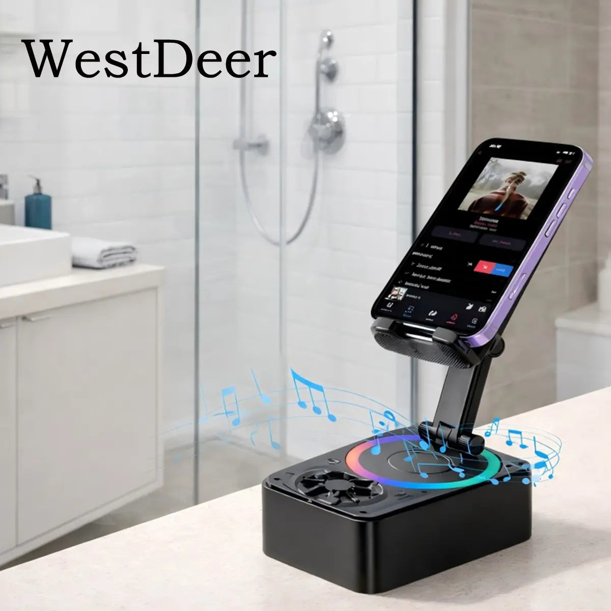 5-In-1 Wireless Bluetooth Audio Speaker with 3000Mah USB Charger, Colorful Lights, and Phone/Tablet Stand for Iphones