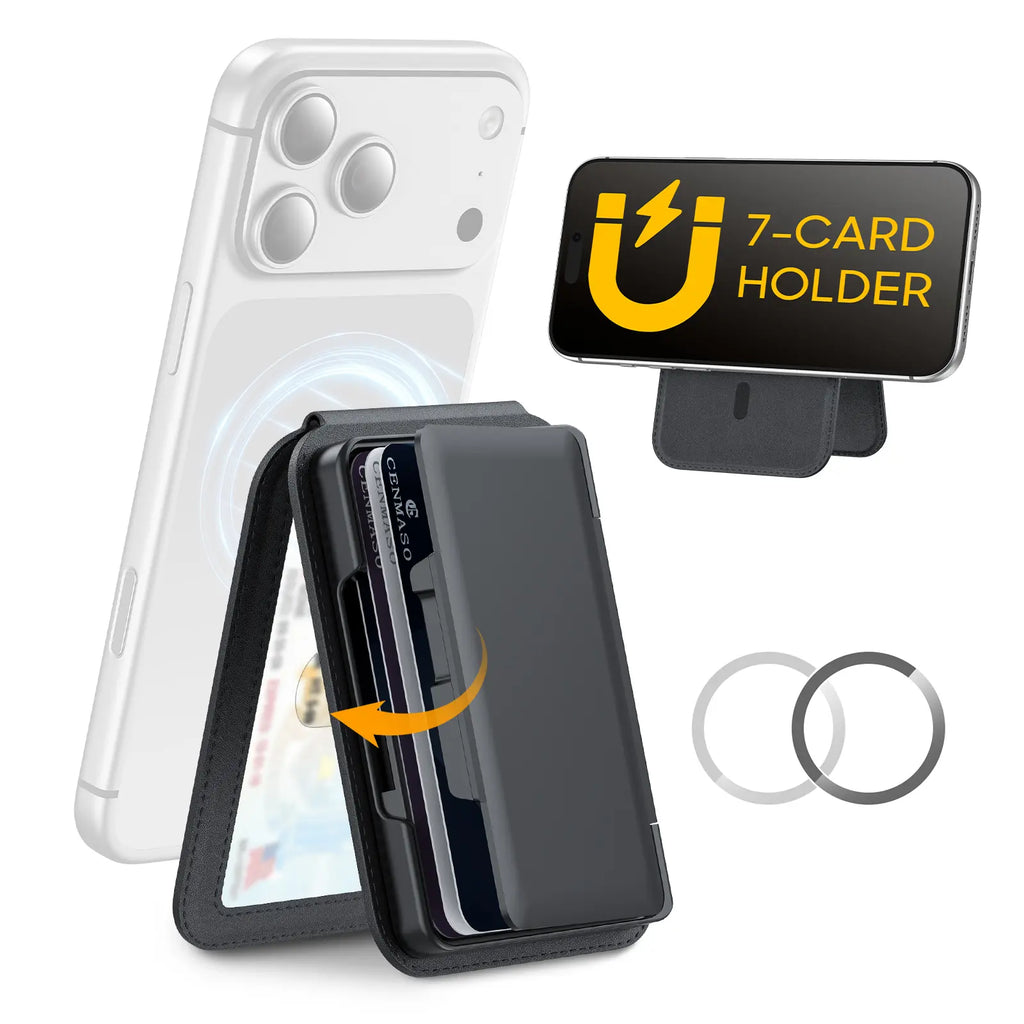 Vizvera for Magsafe Wallet Case, Phone Wallet for Men Women, [Hold 6-7 Cards] [RFID Blocking] [Adjustable Stand] Magnetic Wallet for Iphone 17/16/15/14/13/12 Series(Not for Mini) Summerwins
