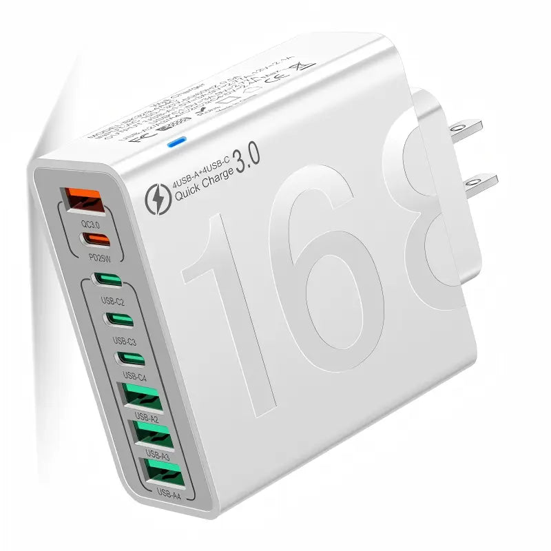 【Fathersdaygift】4 USB-C & 4 USB-A Fast Charging USB Hub Portablesmart 8Port Charger for Multiple Devices Smartcharger for Phones, Tablets & More