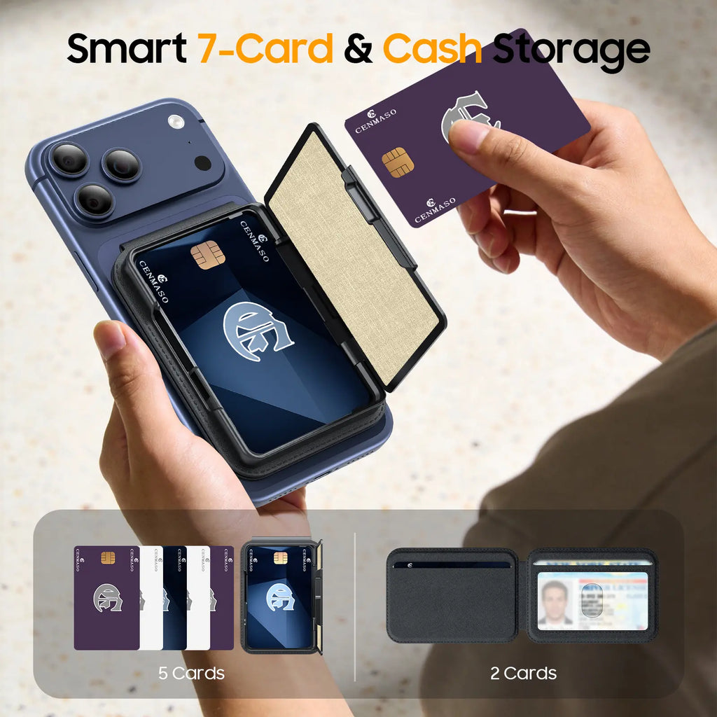 Vizvera for Magsafe Wallet Case, Phone Wallet for Men Women, [Hold 6-7 Cards] [RFID Blocking] [Adjustable Stand] Magnetic Wallet for Iphone 17/16/15/14/13/12 Series(Not for Mini) Summerwins