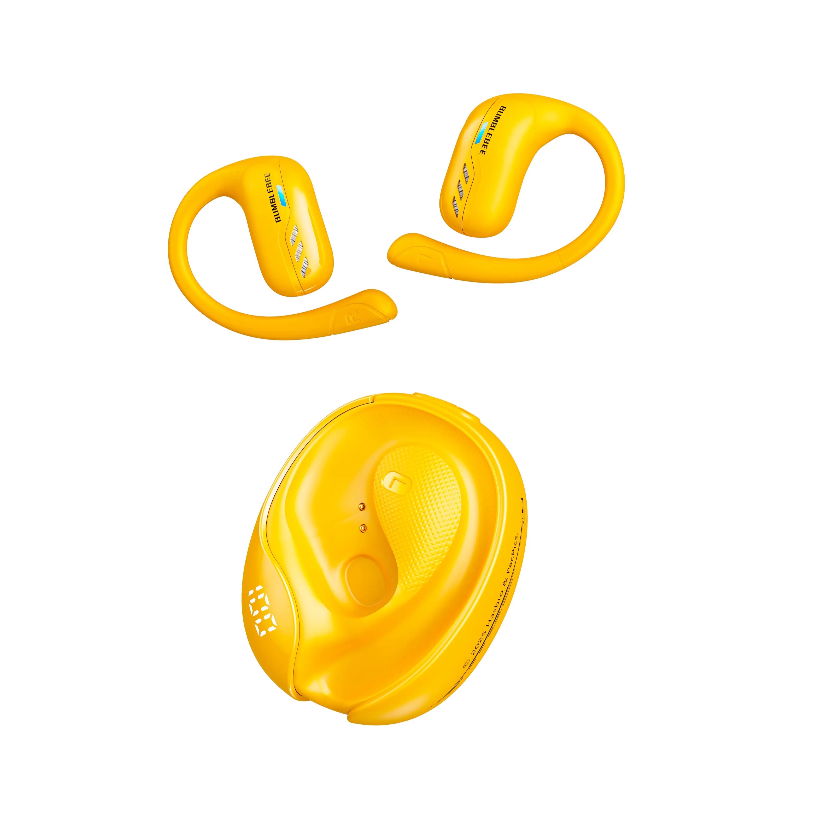 TRANSFORMERS T55 Open Ear Wireless Headphones - Bluetooth 5.4 Connection, IPX5 Waterproof Ear Hooks, Surround Sound Audio, LED Display, Lanyard, Aesthetic Black Optimus Primal Headphone for Sports (Running, Workouts)