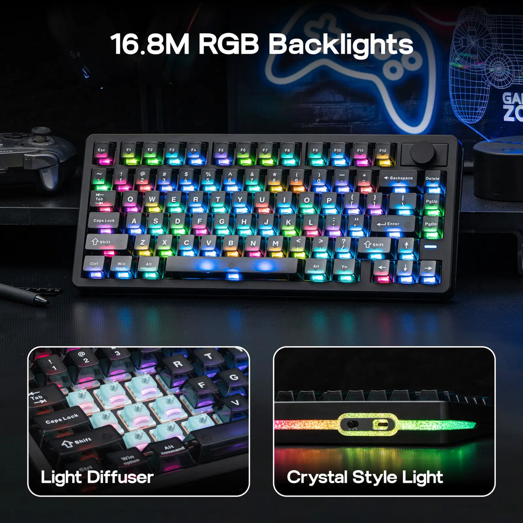 EPOMAKER HE75 V2 Hall Effect Gaming Keyboard, 8K Polling & 0.1Ms, 8000Mah & 2.4Ghz/Bt, Hot Swap Key & Knob, 0.005Mm Adjustable Actuation, Rapid Triggering, Creamy & Thocky