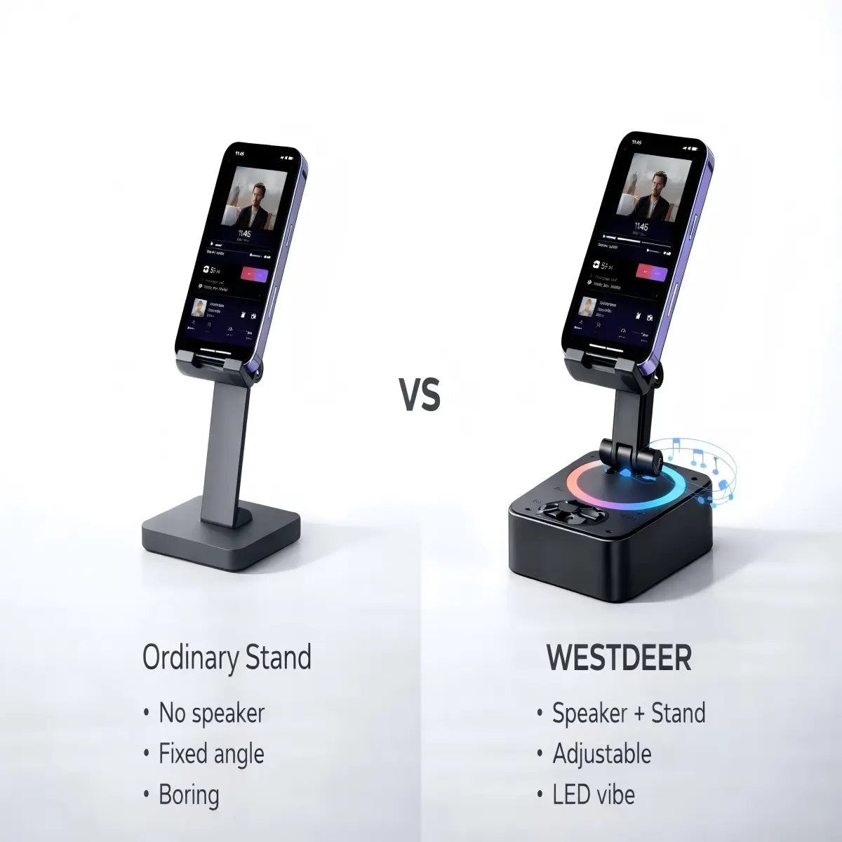 5-In-1 Wireless Bluetooth Audio Speaker with 3000Mah USB Charger, Colorful Lights, and Phone/Tablet Stand for Iphones