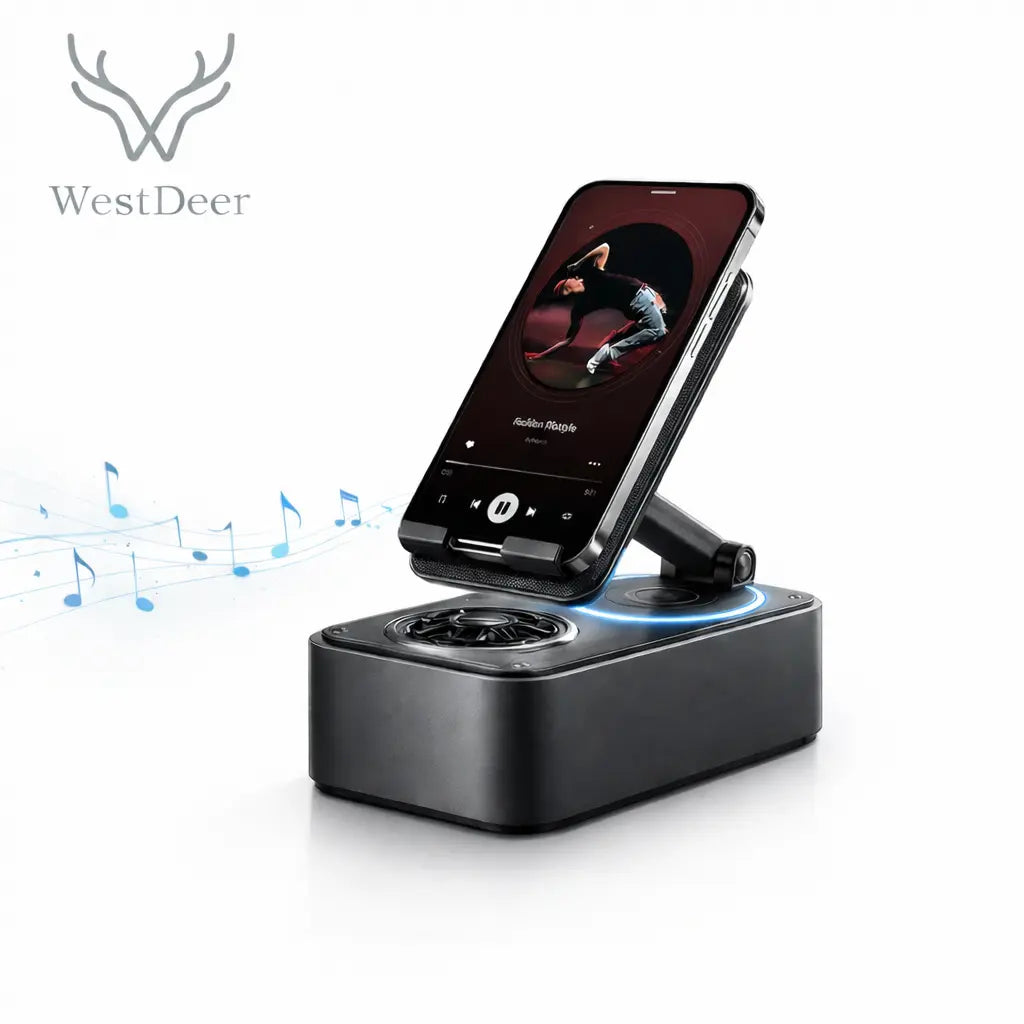5-In-1 Wireless Bluetooth Audio Speaker with 3000Mah USB Charger, Colorful Lights, and Phone/Tablet Stand for Iphones