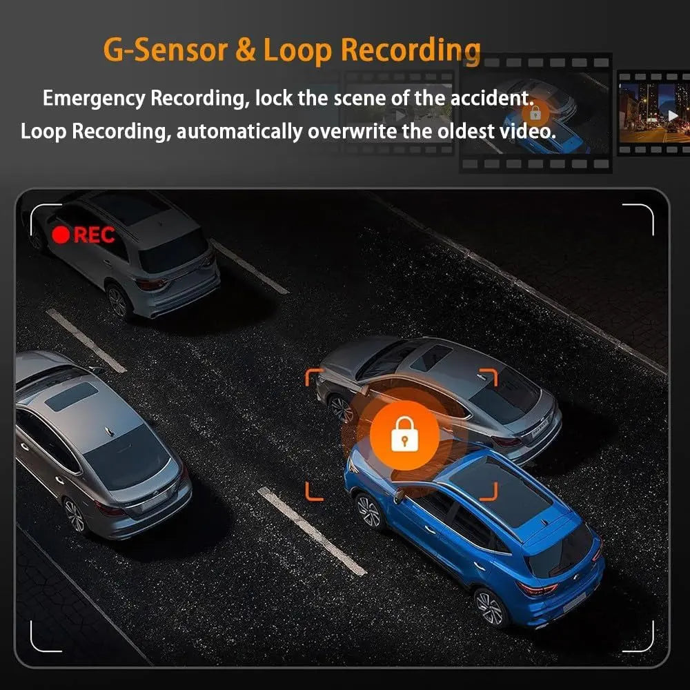 4 Channel Car Dash Cam,1080P Car DVR with 64GB Memory Card,Plug and Play Need Charge Car Video Surveillance with Night Vision 24/7Parking Mode Car DVR Hd Screen Front Rear Left and Right Dashcam Camera Wifi 3-Lens Dash Cam with Night Vision