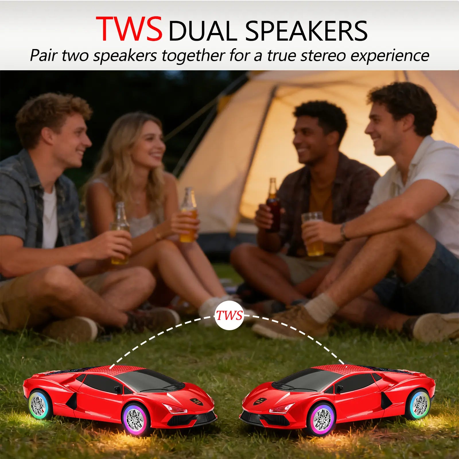 WSTER WS690 Racing Car Model Bluetooth Speaker RGB LED Wheels Hifi Audio Fathers Day Gift Men Desk Decor Wireless