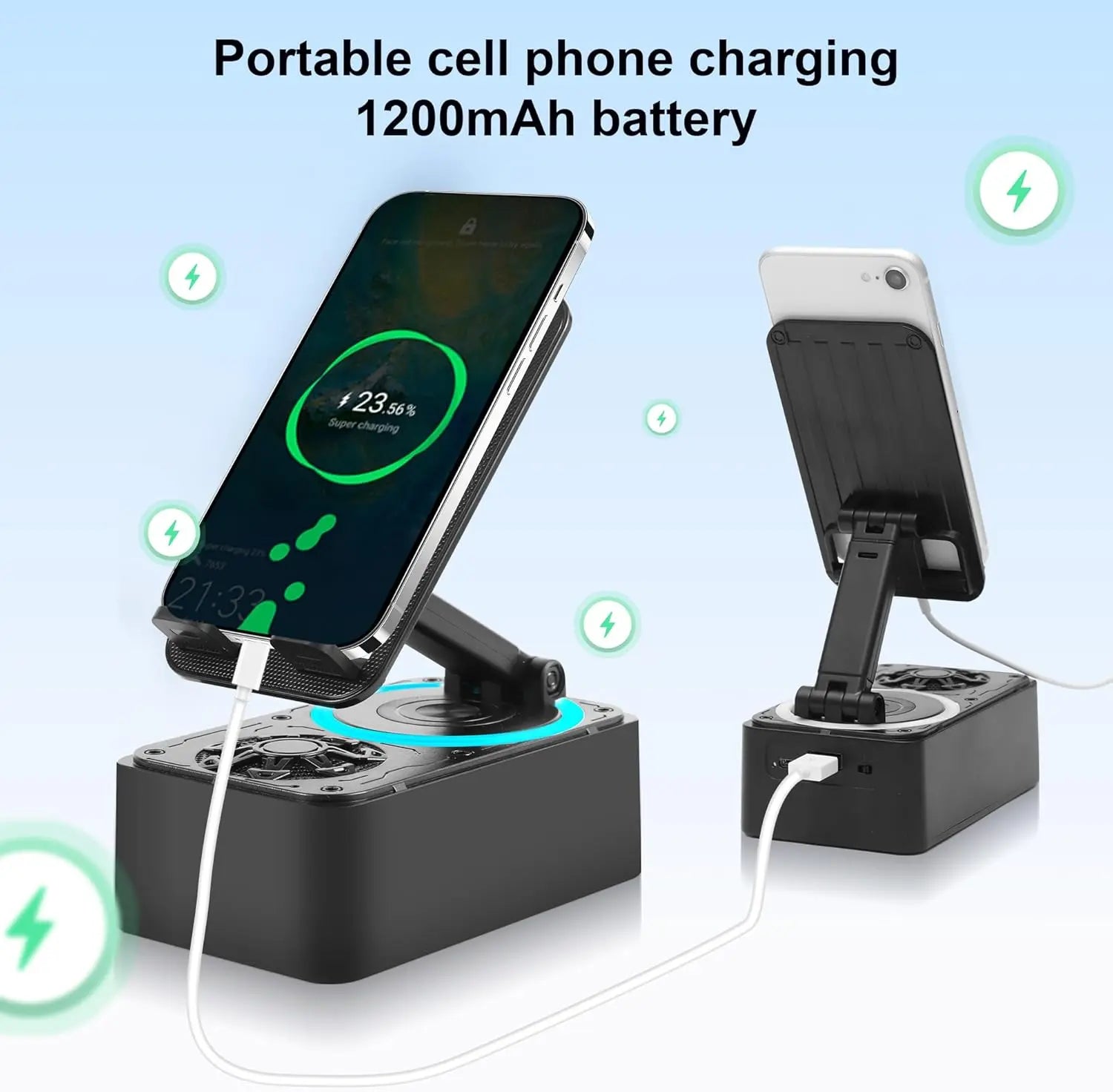 5-In-1 Wireless Bluetooth Audio Speaker with 3000Mah USB Charger, Colorful Lights, and Phone/Tablet Stand for Iphones