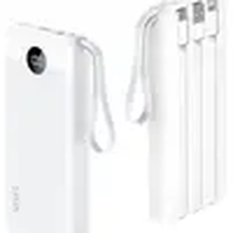 【BOGO】VRURC 10000Mah Portable Power Bank with 4 Built-In Cables, Battery Pack with LED Display, USB-C & Micro USB Rechargeable, Travel Charger for Iphone, Android, Ipad, Tablet, Earbuds #Summervibes