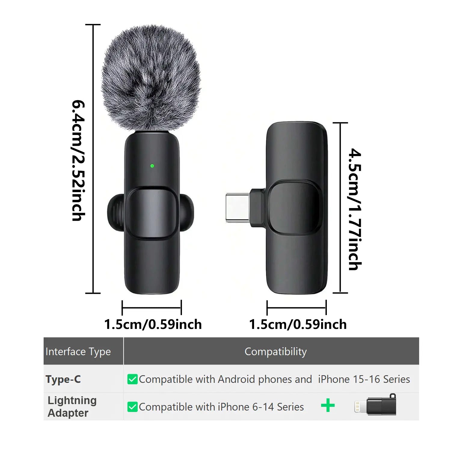 Hitozon Wireless Mini Microphone for Iphone 15/16/17, Ipad, Android, Wireless Lavalier Microphone with Noise Reduction, Portable USB C Lapel Mic for Video Recording, Vlog, Tiktok, Youtube,Summerwins