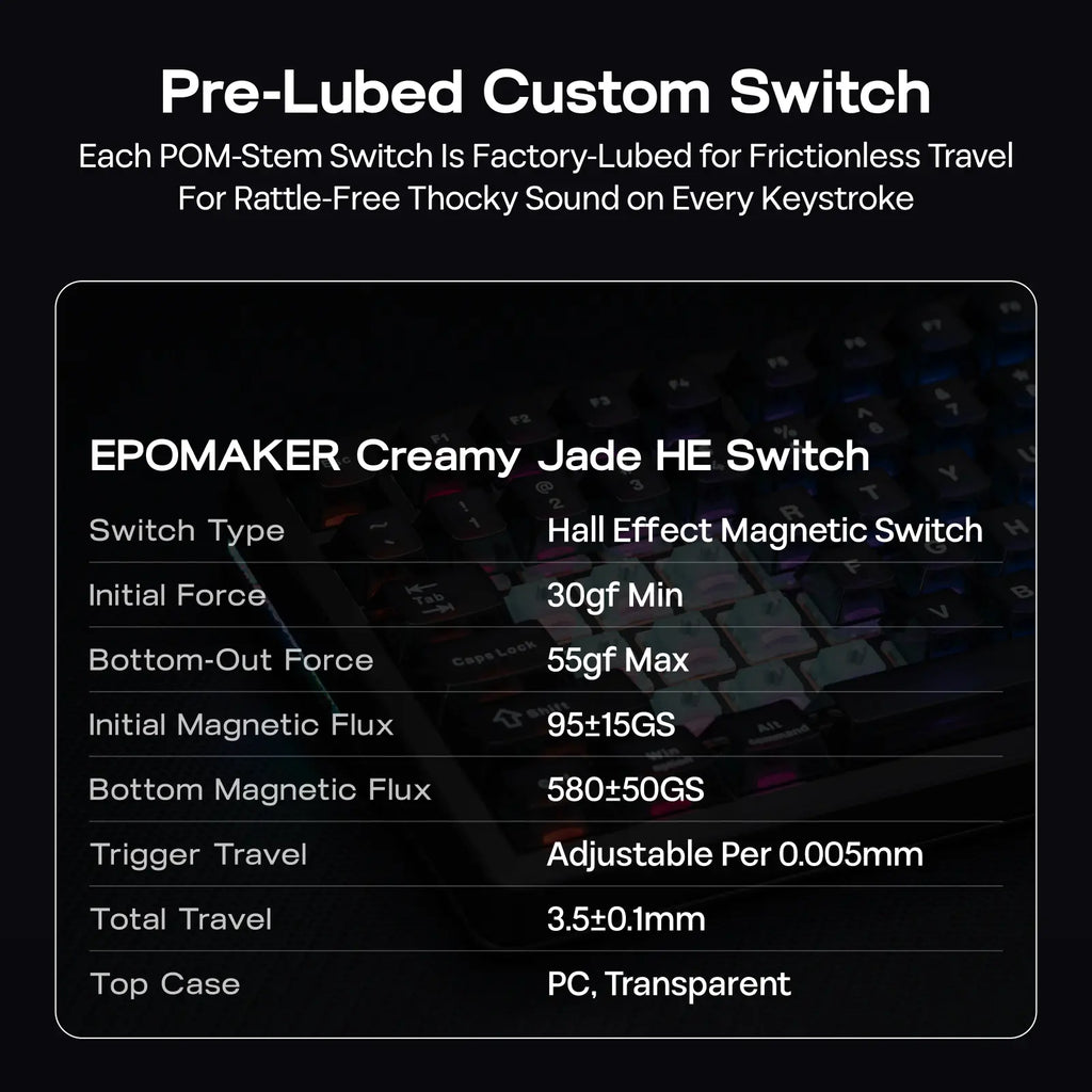 EPOMAKER HE75 V2 Hall Effect Gaming Keyboard, 8K Polling & 0.1Ms, 8000Mah & 2.4Ghz/Bt, Hot Swap Key & Knob, 0.005Mm Adjustable Actuation, Rapid Triggering, Creamy & Thocky