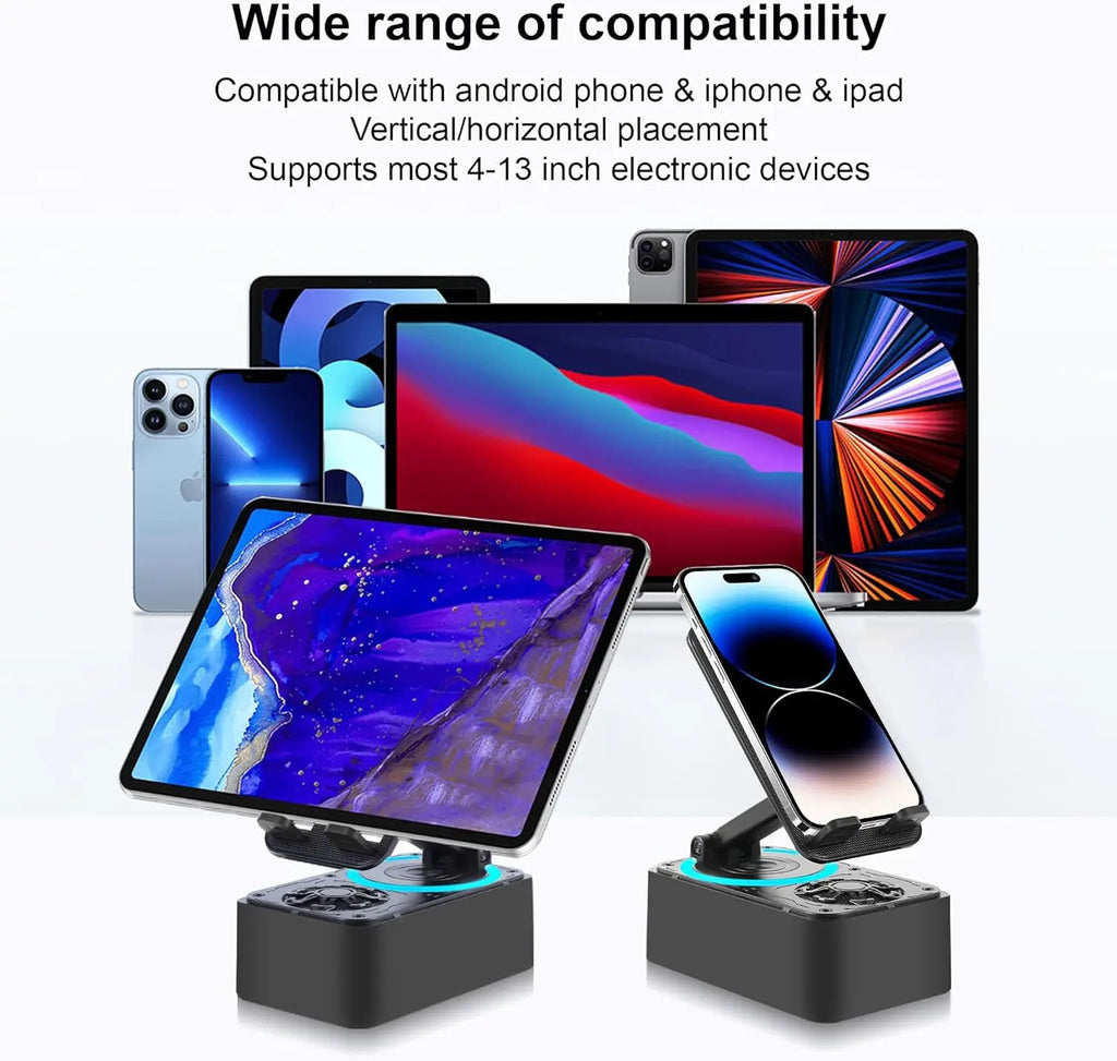 5-In-1 Wireless Bluetooth Audio Speaker with 3000Mah USB Charger, Colorful Lights, and Phone/Tablet Stand for Iphones