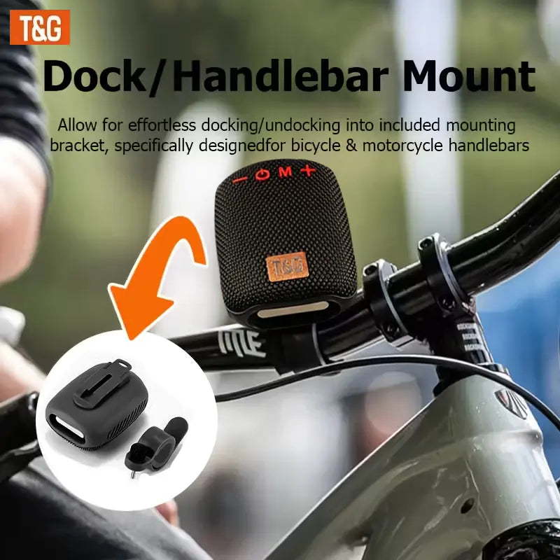 T&G 392 Outdoor Cycling Compact Wireless Speaker - IPX5 Waterproof Audio Device with TWS Music Player, FM, TF Card, USB Drive Support for Phone, Tablet Connection
