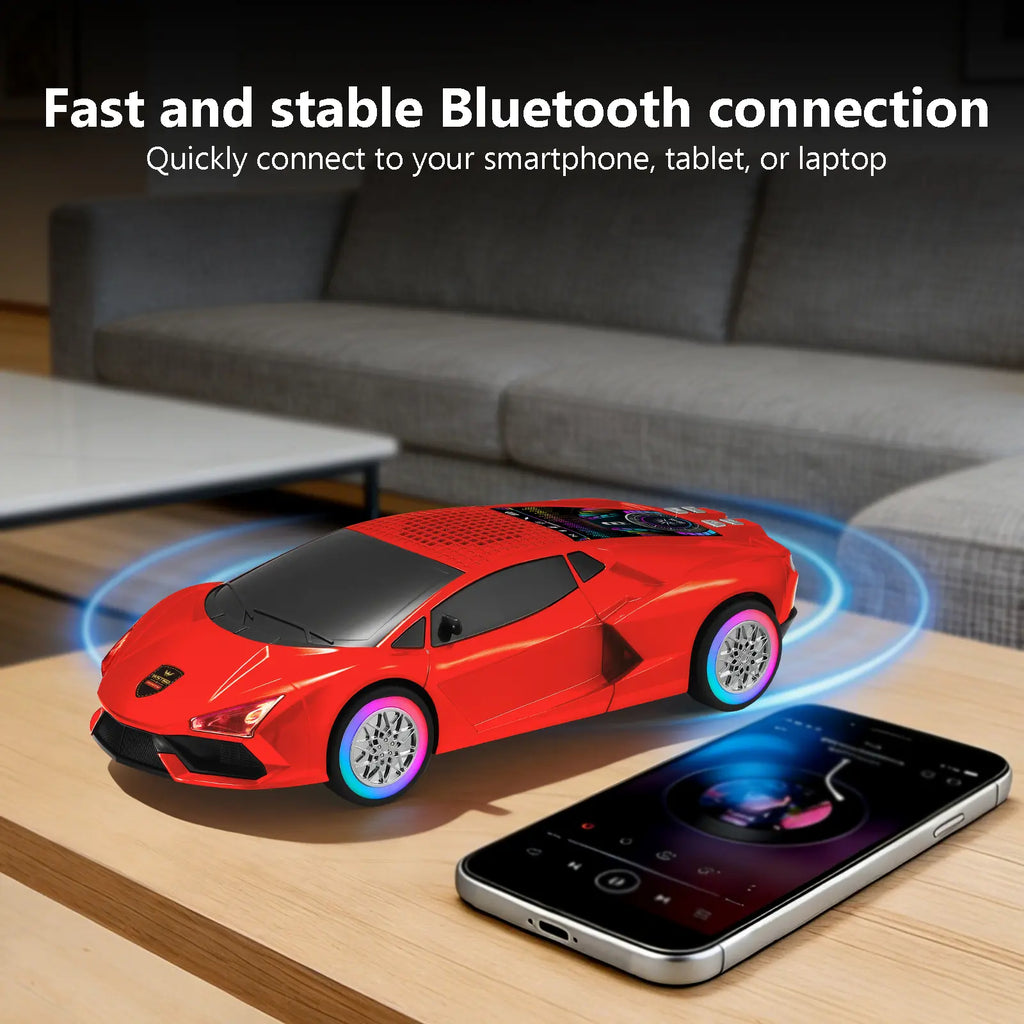 WSTER WS690 Racing Car Model Bluetooth Speaker RGB LED Wheels Hifi Audio Fathers Day Gift Men Desk Decor Wireless