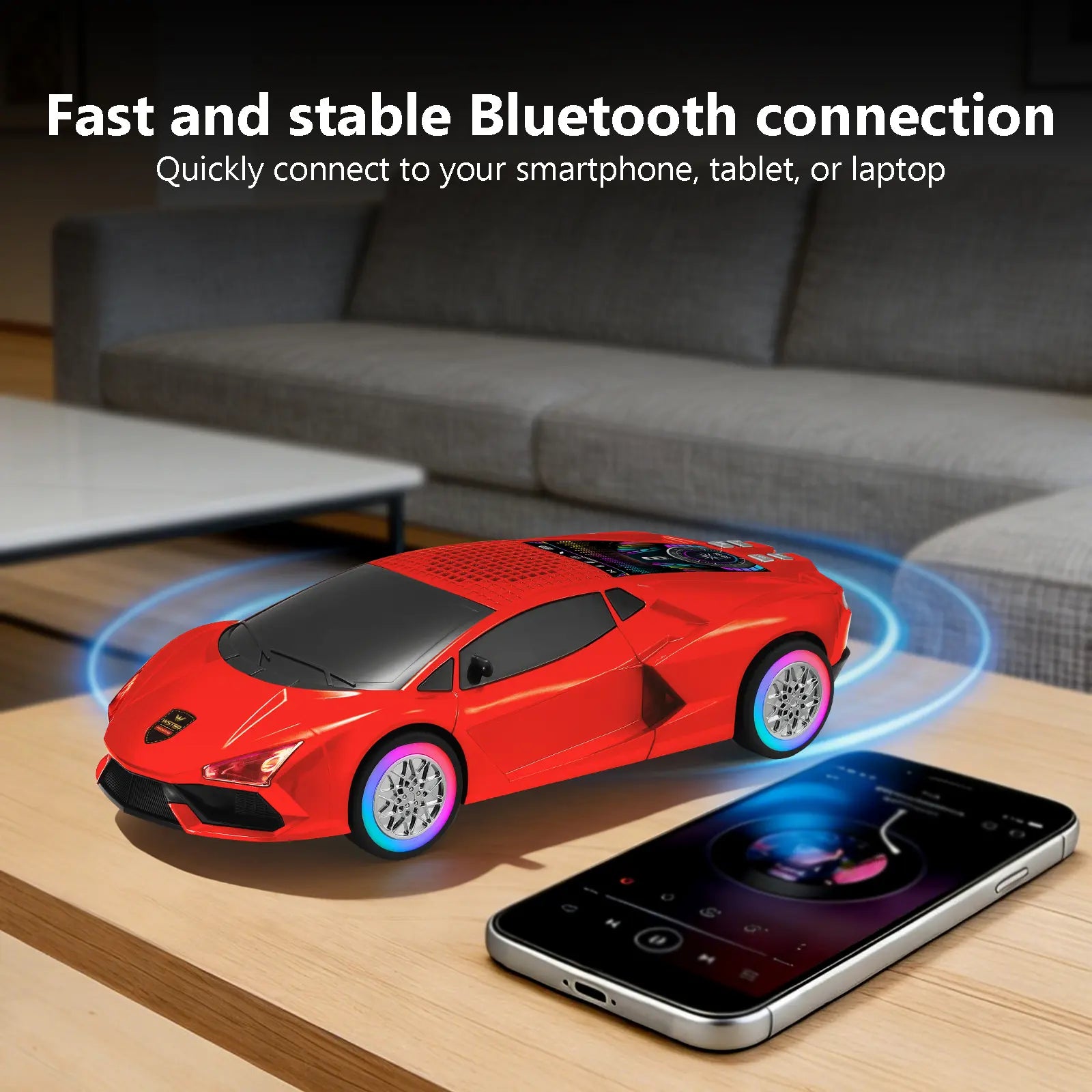 WSTER WS690 Racing Car Model Bluetooth Speaker RGB LED Wheels Hifi Audio Fathers Day Gift Men Desk Decor Wireless